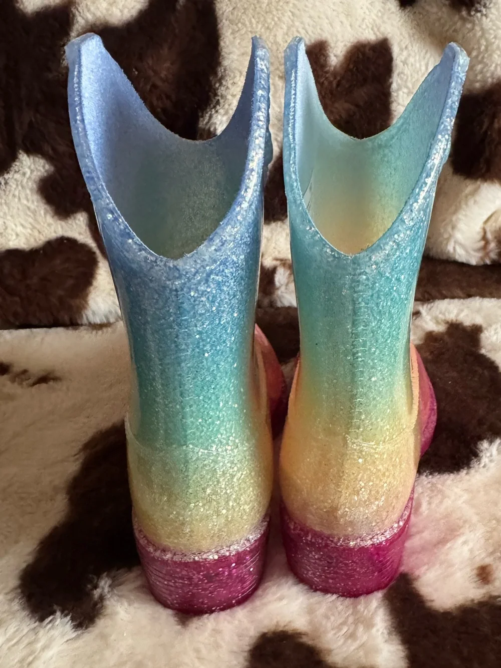 Kids Rainbow Glitter Rain Light Up Cowboy Boots - Multicolor Size 7/8 Toddler